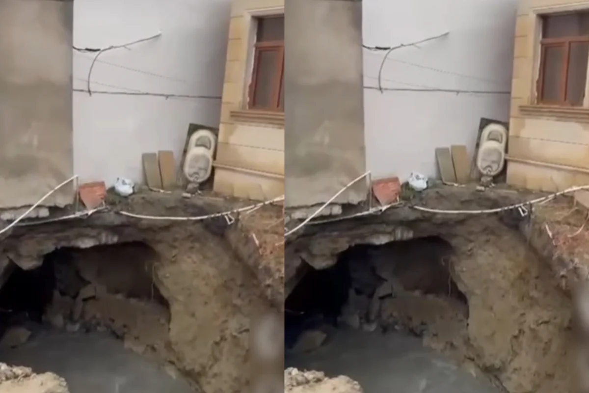 Bakıda torpaq çökdü: Evlər üçün təhlükə yarandı - VİDEO