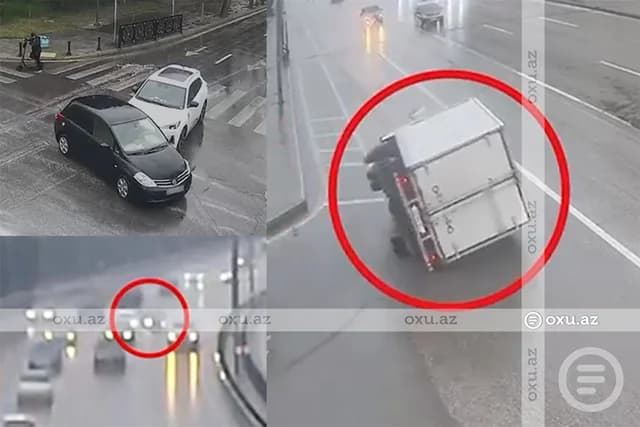 Bakıda yağışlı günlərdə baş verən qəzaların ANBAAN GÖRÜNTÜSÜ