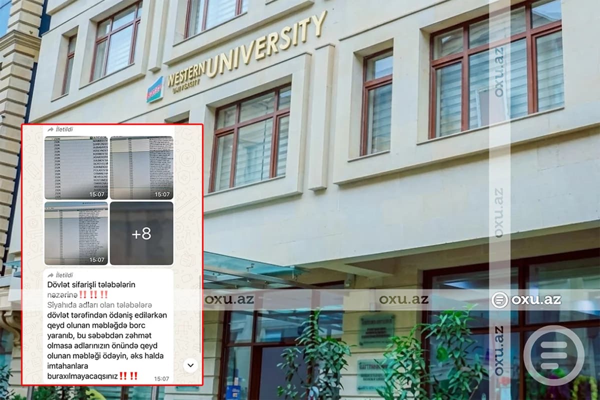 Qərbi Kaspi Universitetində dövlət hesabına təhsil alan tələbələrdən ÖDƏNİŞ TƏLƏB OLUNUR - FOTOFAKT