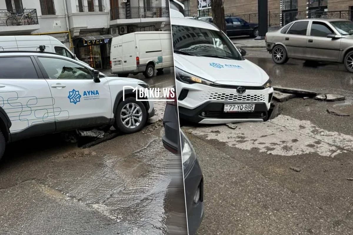 Bakıda yol çökdü - AYNA-nın maşını həmin çuxura düşdü - FOTO