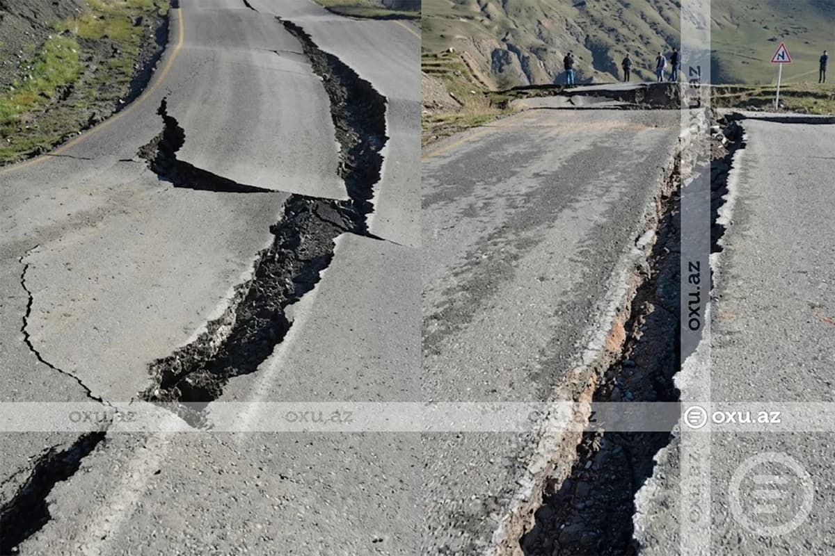Vəlvələçayın axarı dayandı, yer yarıldı, 10 kəndlə əlaqə kəsildi - VİDEO
