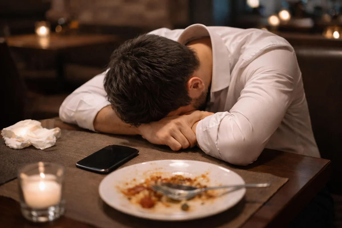 Nişanlısı ilə restorana getdi, yatıb masada qaldı