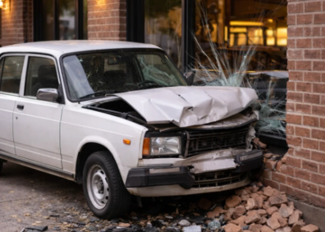 Mingəçevirdə avtomobil restorana çırpıldı - Üç nəfər xəsarət aldı