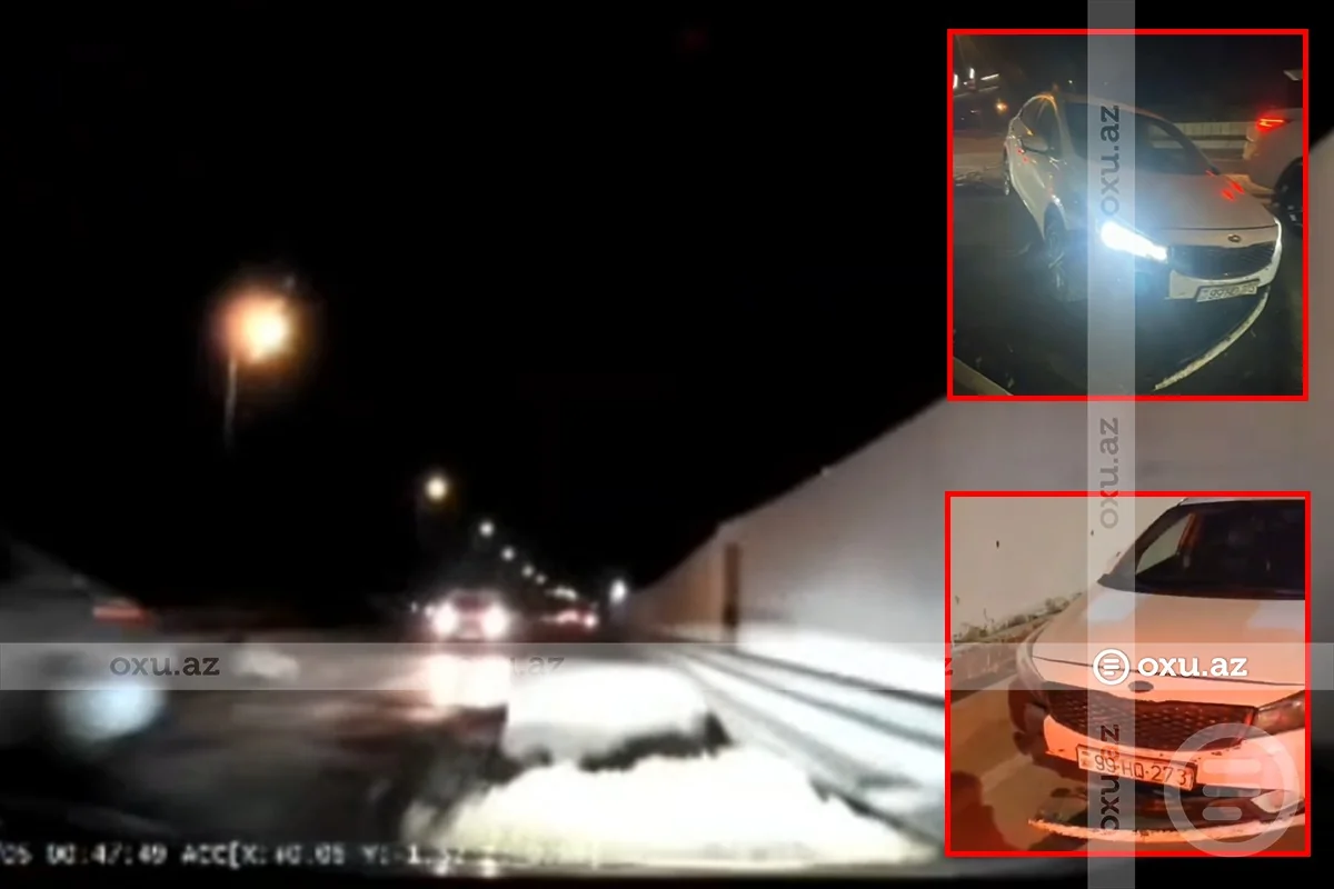 Bakıda yolda qazılmış çuxur qəzaya səbəb oldu - ANBAAN VİDEO