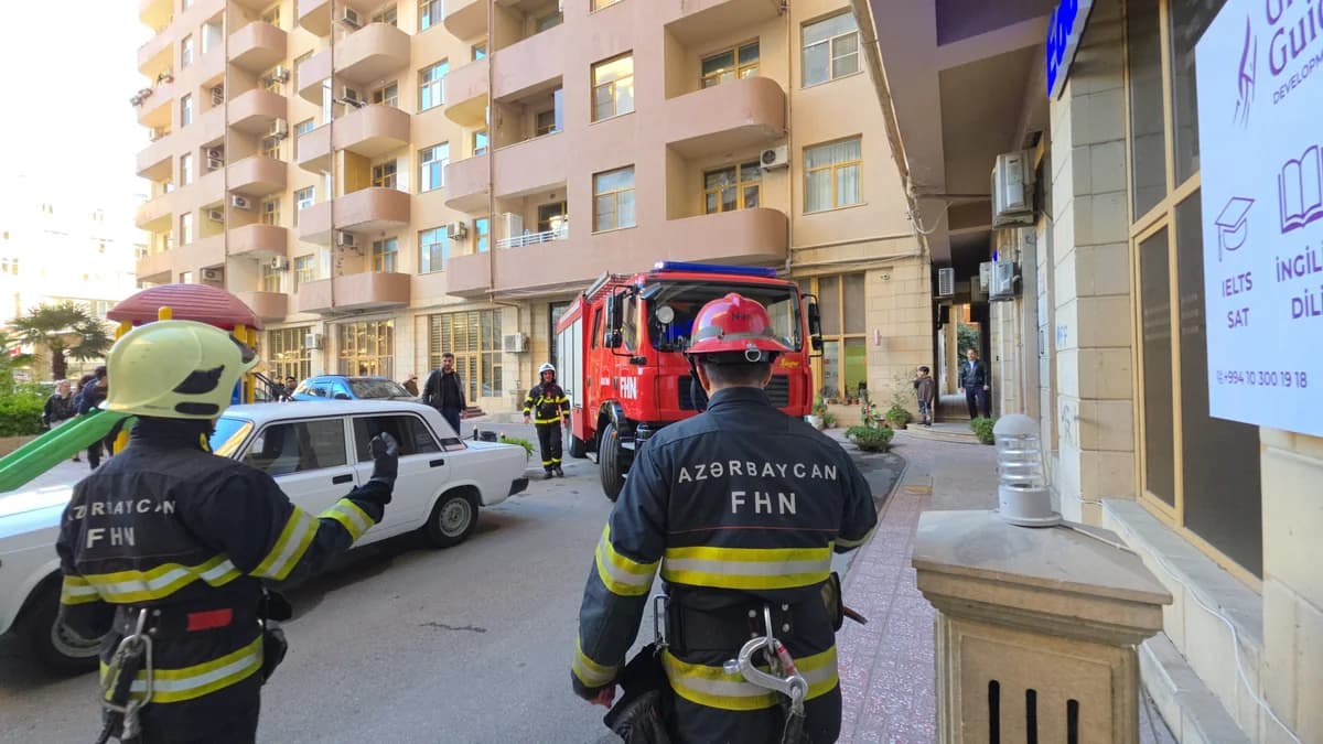 FHN Bakıda təlim keçirdi: Yanğın avtomobilləri binaya yaxınlaşa bilmədi - FOTO - VİDEO