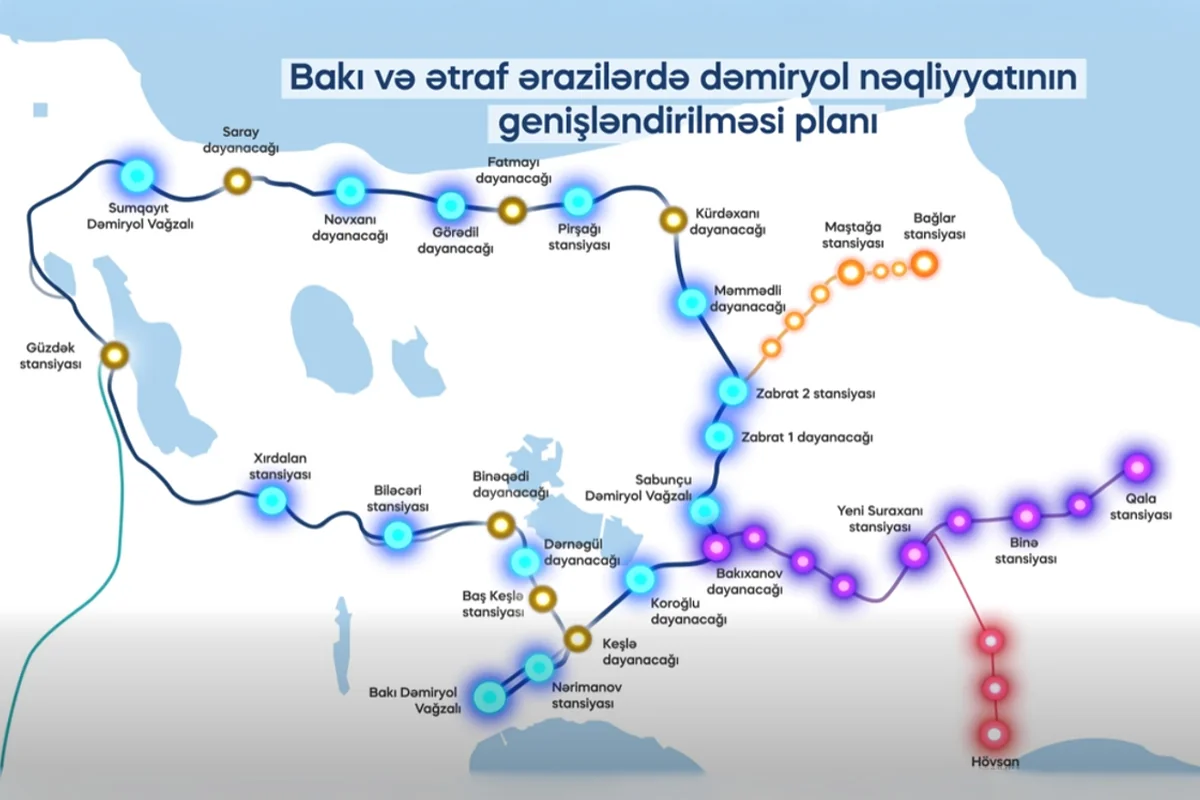 Bakı və Abşeron sakinlərinə ŞAD XƏBƏR - Dairəvi dəmir yolu xəttində 40 dayanacaq olacaq - VİDEO